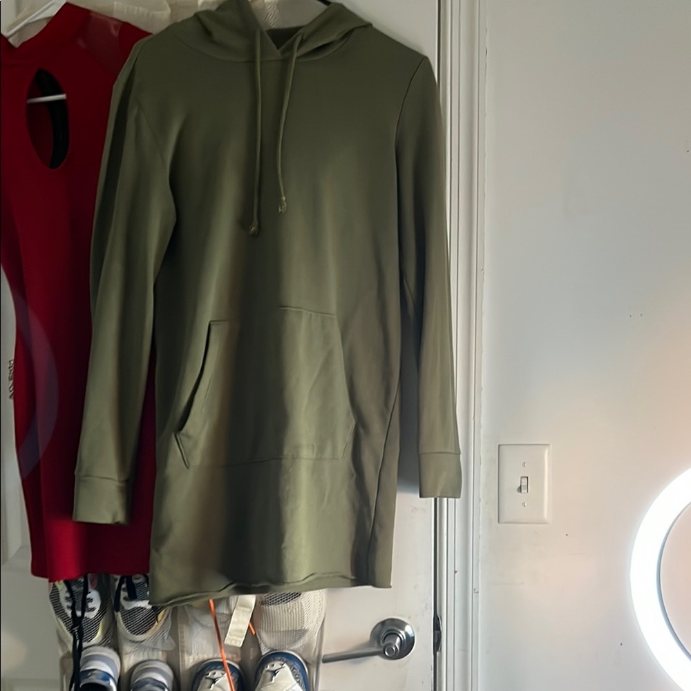 Forever 21 Green Hoodie Dress Sweatshirt